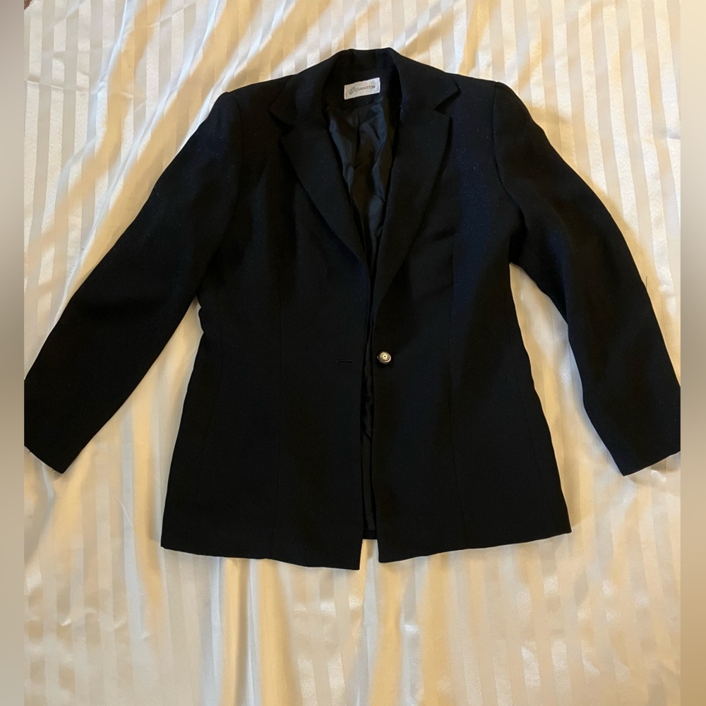 Gantos Women's Black Blazer Button Up Jacket with Sparkle Details